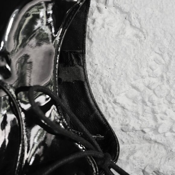 Wanted (Brand) Vegan Patent Leather Platform Black Oxford Shoes Size 8 - Picture 8 of 9